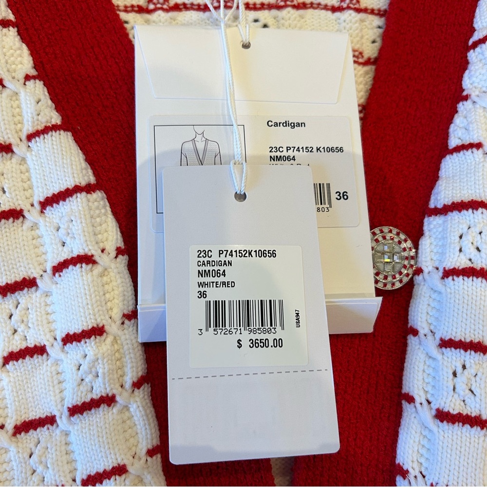 Red & White Chanel Cardigan size 36 small fits more like a medium. - Picture 8 of 9